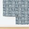 Retro Block Print Blue Abstract Flowers Minimal Stamped Japandi Custom Removable Wallpaper by Spoonflower Peel & Stick Wallpaper 2FT Wide